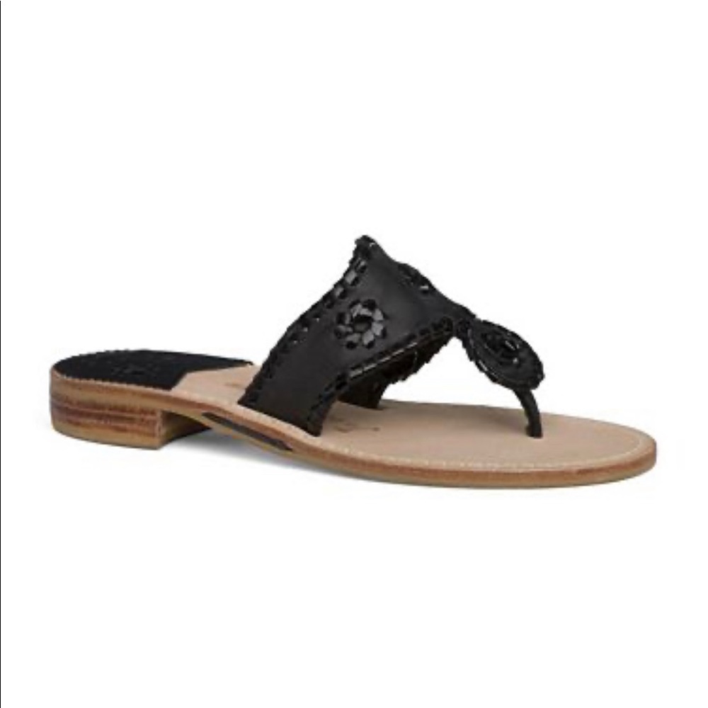 Jack Rogers Black/Black Patent Sandals 8